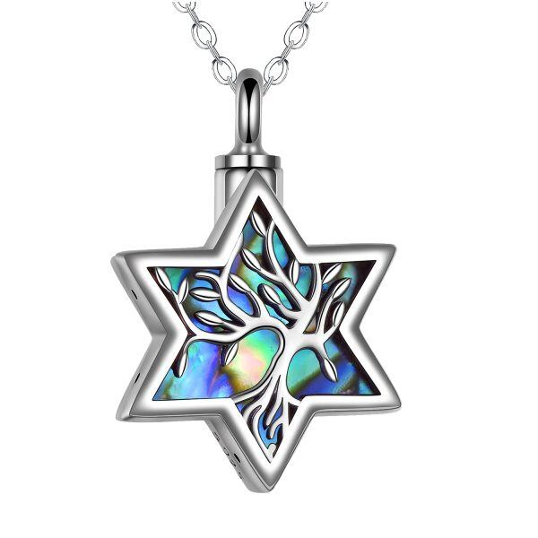 Sterling Silver Abalone Shell Tree of Life Necklace-0