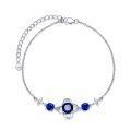 wholesale 925 Sterling Silver Blue Sapphire Flower Anklet Bracelet for Women-0-0