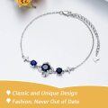 wholesale 925 Sterling Silver Blue Sapphire Flower Anklet Bracelet for Women-0-3