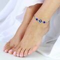 wholesale 925 Sterling Silver Blue Sapphire Flower Anklet Bracelet for Women-0-4