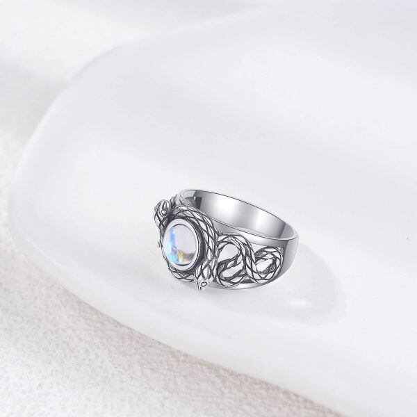 Sterling Silver Snake Moonstone Ring -1