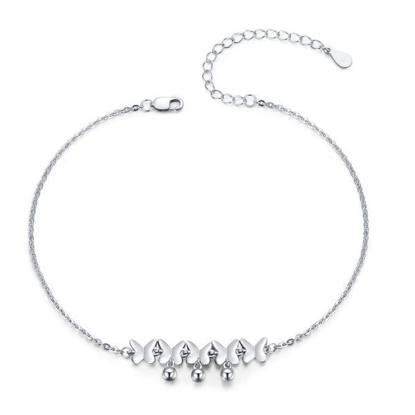 Sterling Silver Butterfly Anklet Bracelet-0