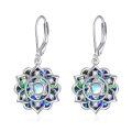 wholesale 925 Sterling Silver Abalone Shell Lotus Flower Chakra Dragonfly Dangle Earrings Yoga Jewelry-0-0