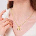 wholesale 14K Gold Heart Shaped Girl and Dog Memorial Pendant Necklace for Women-0-1