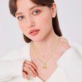 wholesale 14K Gold Heart Shaped Girl and Dog Memorial Pendant Necklace for Women-0-2