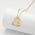 wholesale 14K Gold Heart Shaped Girl and Dog Memorial Pendant Necklace for Women-0-3