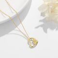 wholesale 14K Gold Heart Shaped Girl and Dog Memorial Pendant Necklace for Women-0-4