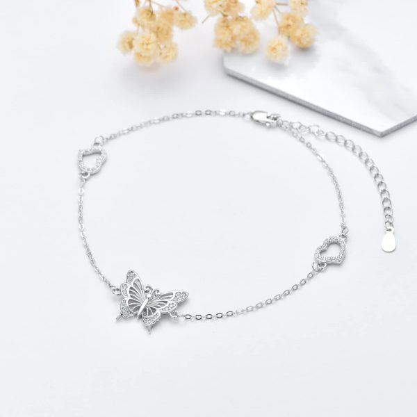 Sterling Silver Butterfly Ankle Bracelets-3