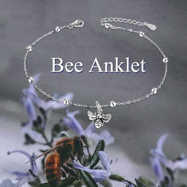 Sterling Silver Beads Bee Ankle Bracelets-4