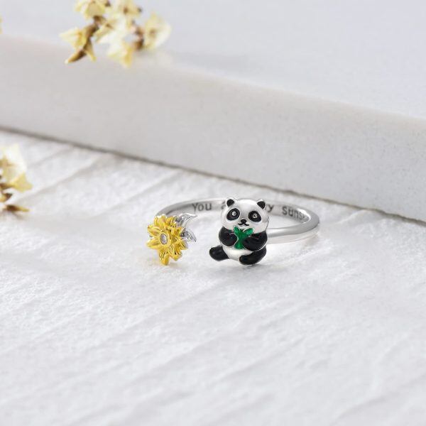 Sterling Silver Panda Sunflower Ring -1