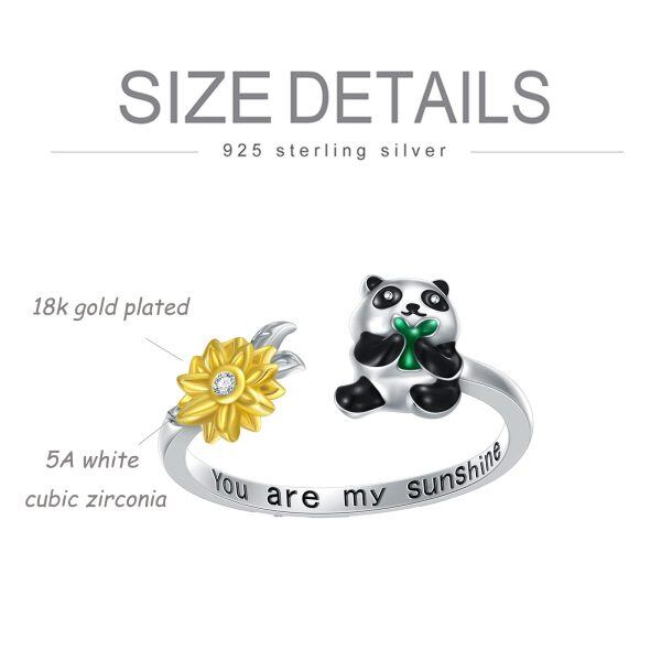 Sterling Silver Panda Sunflower Ring -4