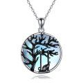 wholesale 925 Sterling Silver Tree of Life with Black Cat and Moonstone Pendant Necklace for Women-0-0