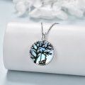 wholesale 925 Sterling Silver Tree of Life with Black Cat and Moonstone Pendant Necklace for Women-0-3