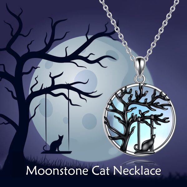 Sterling Silver Black Cat Necklace-5