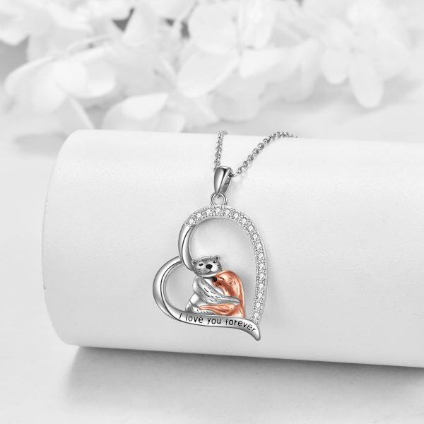 Sterling Silver Sea Otters Necklace-1