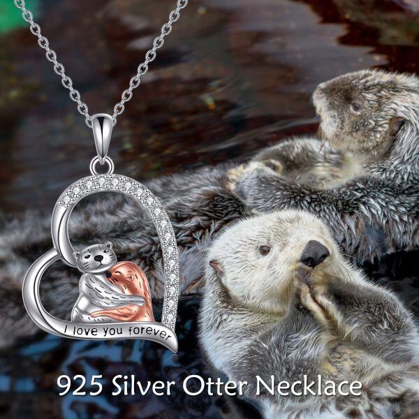 Sterling Silver Sea Otters Necklace-5