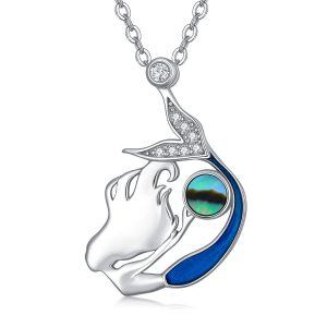 Sterling Silver Sea Mermaid Pendant Necklace-0