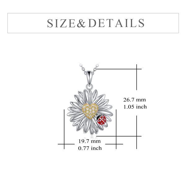 Sterling Silver Daisy Ladybug Necklace-1