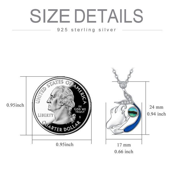 Sterling Silver Sea Mermaid Pendant Necklace-3