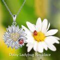 wholesale 925 Sterling Silver Sunflower Ladybug Necklace & Earring Set Gift for Her-0-2