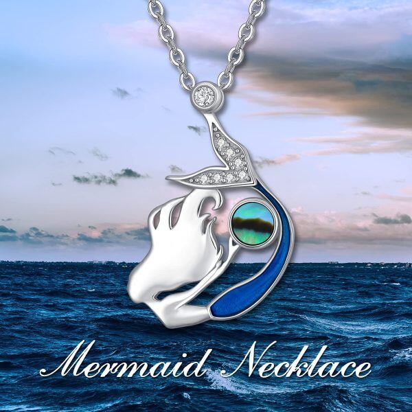 Sterling Silver Sea Mermaid Pendant Necklace-5