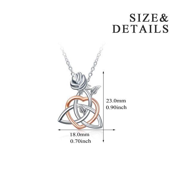 Sterling Silver Celtic Heart Rose Necklace-3