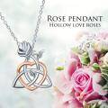 wholesale 925 Sterling Silver Rose Celtic Trinity Knot Heart Pendant Necklace Irish -0-4