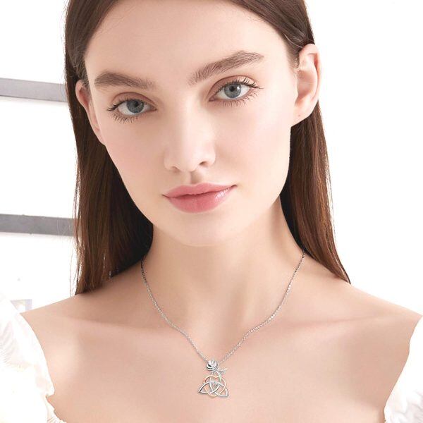 Sterling Silver Celtic Heart Rose Necklace-5