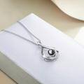 wholesale 925 Sterling Silver Infinity Pendant with I LOVE YOU in 100 Languages - Black Stone Charm Necklace-0-1