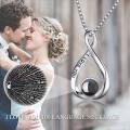 wholesale 925 Sterling Silver Infinity Pendant with I LOVE YOU in 100 Languages - Black Stone Charm Necklace-0-5