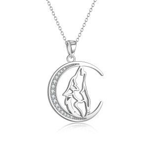 Sterling Silver Wolf Necklace-0