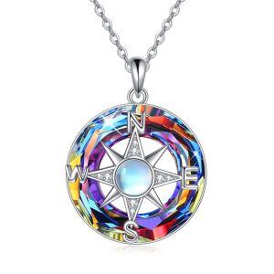 Sterling Silver Compass Necklace-0