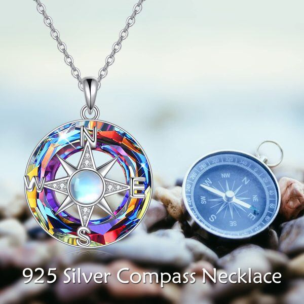 Sterling Silver Compass Necklace-4