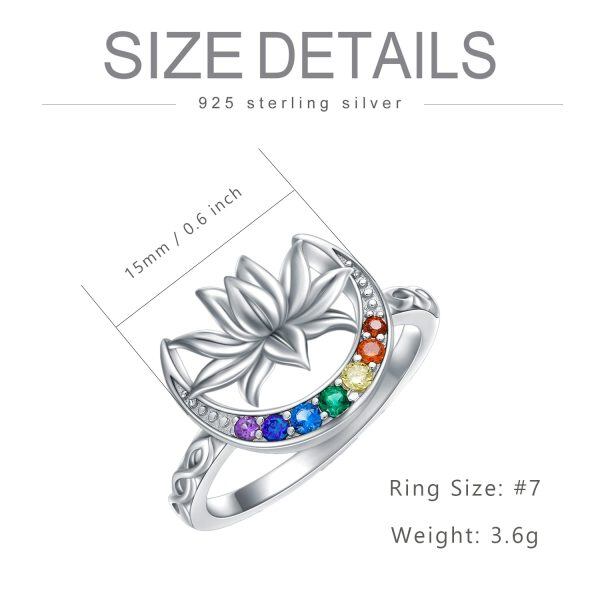 925 Sterling Silver 7 Chakra Lotus Ring-2