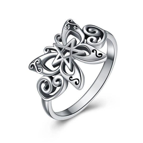 Sterling Sliver Celtic Viking Butterfly Ring -0