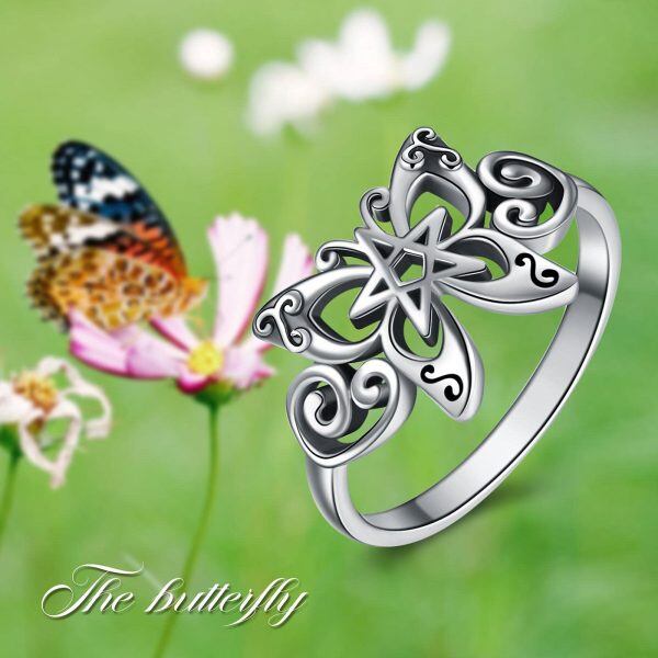 Sterling Sliver Celtic Viking Butterfly Ring -5