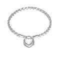 wholesale 925 Sterling Silver Heart Lock Charm Bracelet with Cubic Zirconia - Wholesale Jewelry for Women-0-0