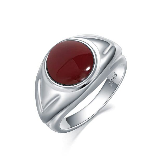 Sterling Silver Healing Natural Red Carnelian Ring -0