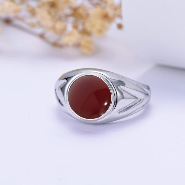 Sterling Silver Healing Natural Red Carnelian Ring -1