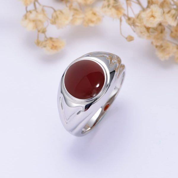 Sterling Silver Healing Natural Red Carnelian Ring -2