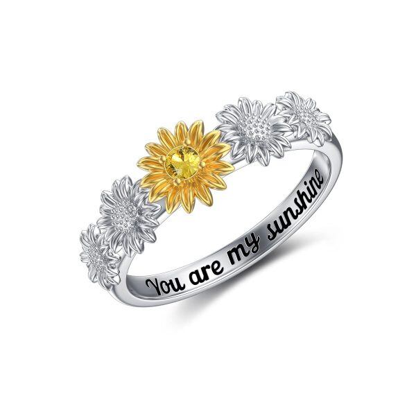 Sterling Silver Sunflower Ring -0