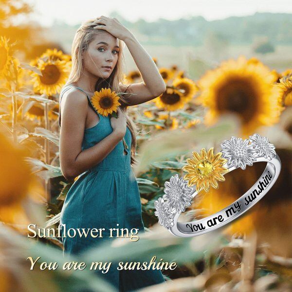 Sterling Silver Sunflower Ring -4