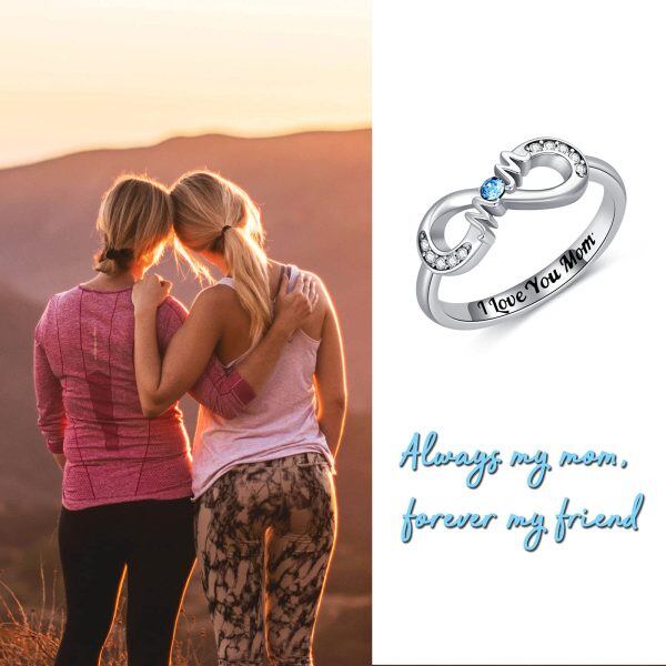 Sterling Silver Infinity Mother Ring-3