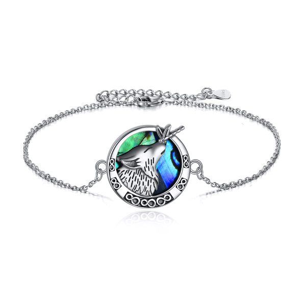 Sterling Silver Wolf Adjustable Bracelet -0