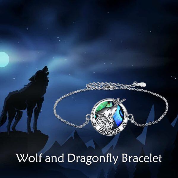 Sterling Silver Wolf Adjustable Bracelet -5