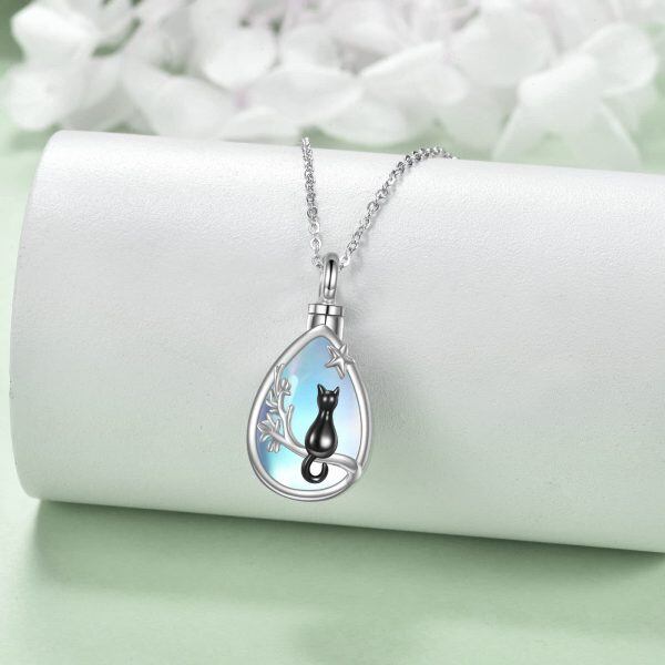 Sterling Silver Cat Urn Necklace-2