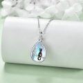 wholesale 925 Sterling Silver Teardrop Shape Blue Opalite Stone Cat Urn Keepsake Locket Necklace with Funnel and Fill Tool-0-2