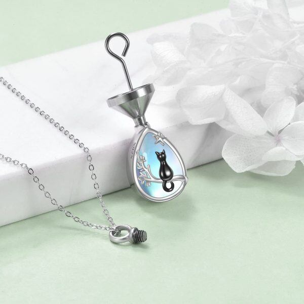 Sterling Silver Cat Urn Necklace-3