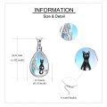 wholesale 925 Sterling Silver Teardrop Shape Blue Opalite Stone Cat Urn Keepsake Locket Necklace with Funnel and Fill Tool-0-4