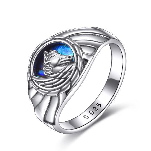 Sterling Silver Horse Ring -0